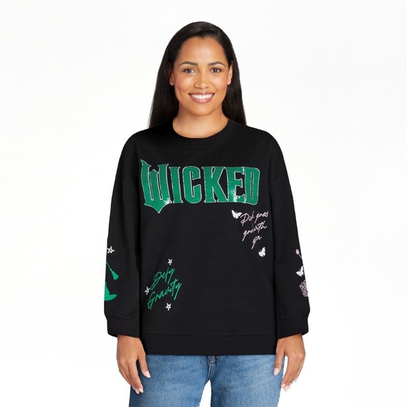 Wicked the movie sequin sweater flip WICKED letters from pink to green - Picture 17 of 17